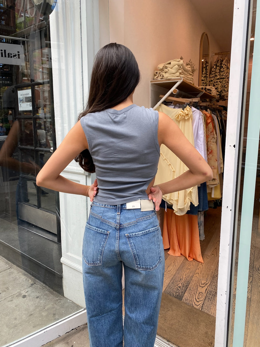 Organic Cotton Cut Out Tank in Diesel Grey