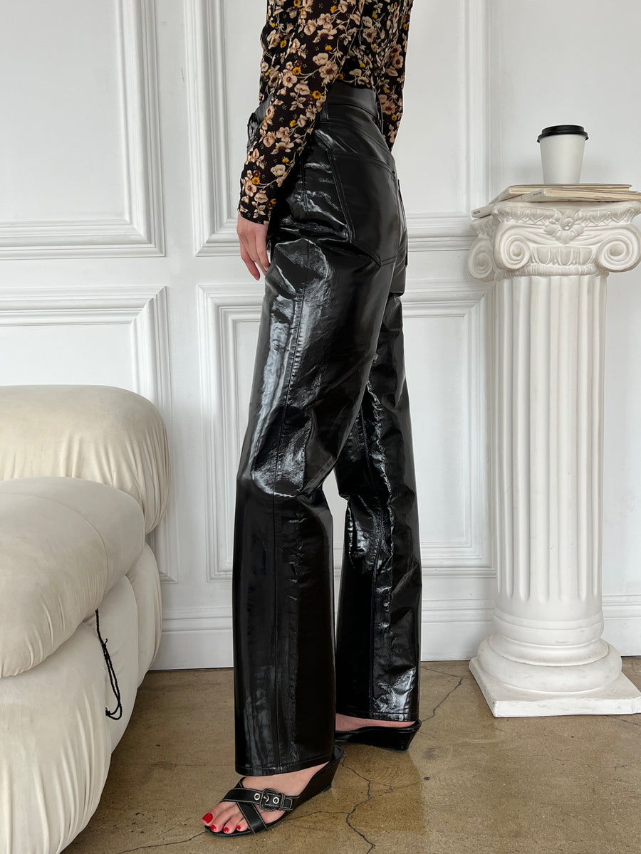 + NET SUSTAIN 90s Pinch Waist leather-blend straight-leg pants