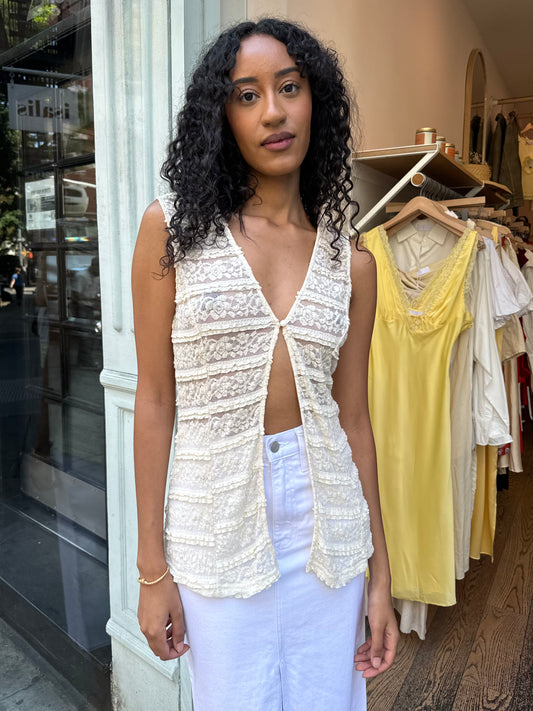 Cairo Lace Vest in Cream