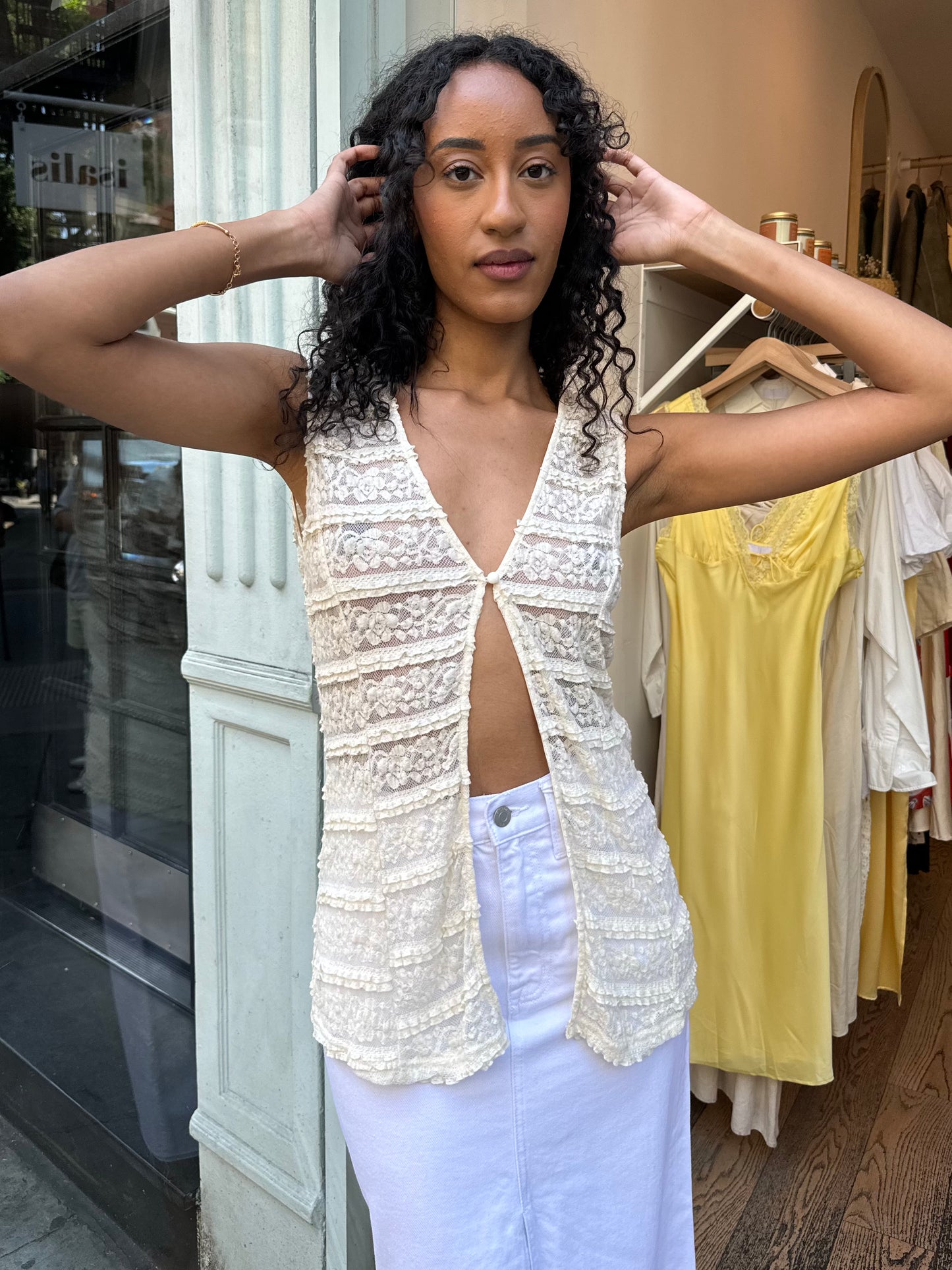 Cairo Lace Vest in Cream