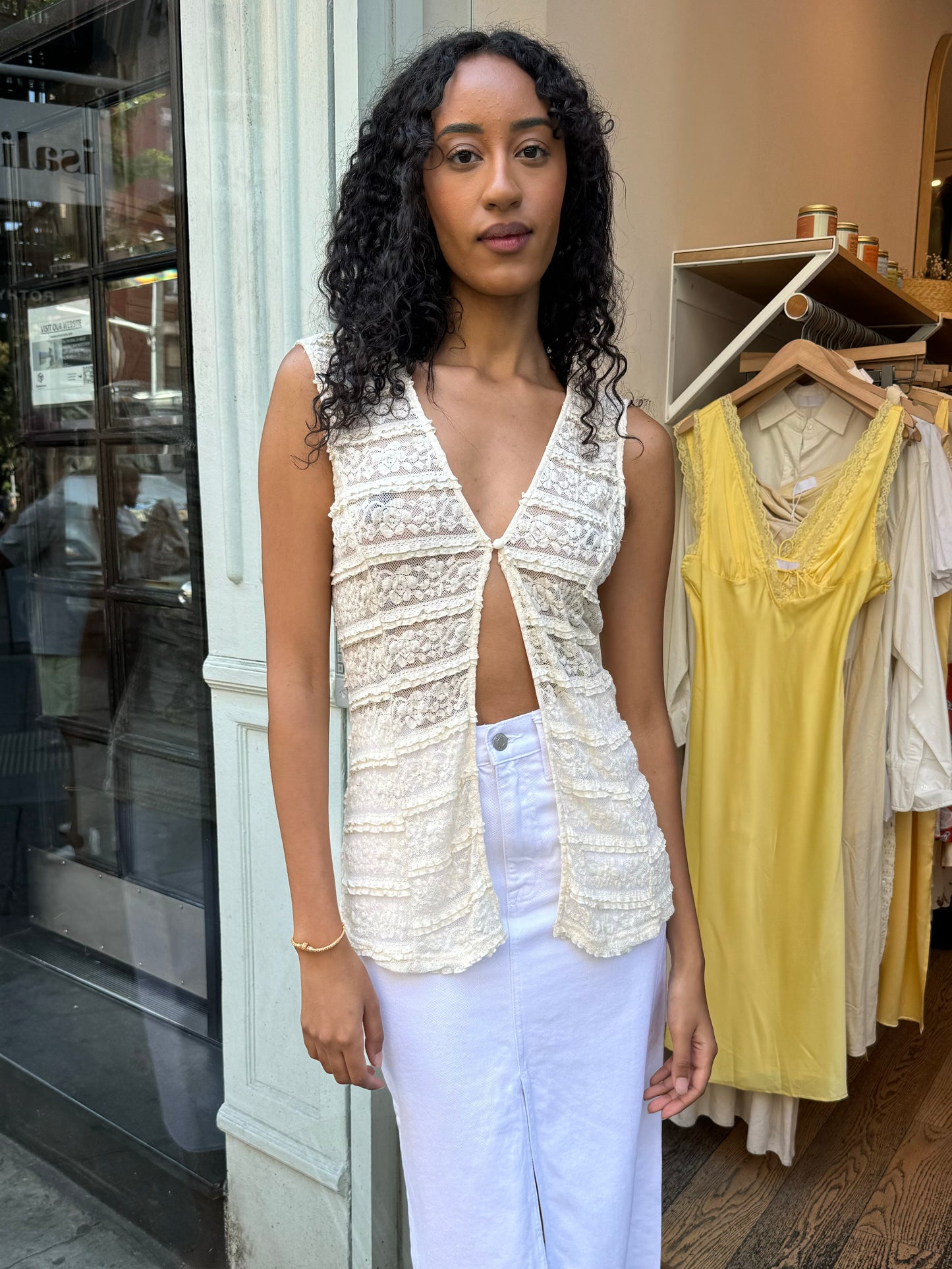 Cairo Lace Vest in Cream