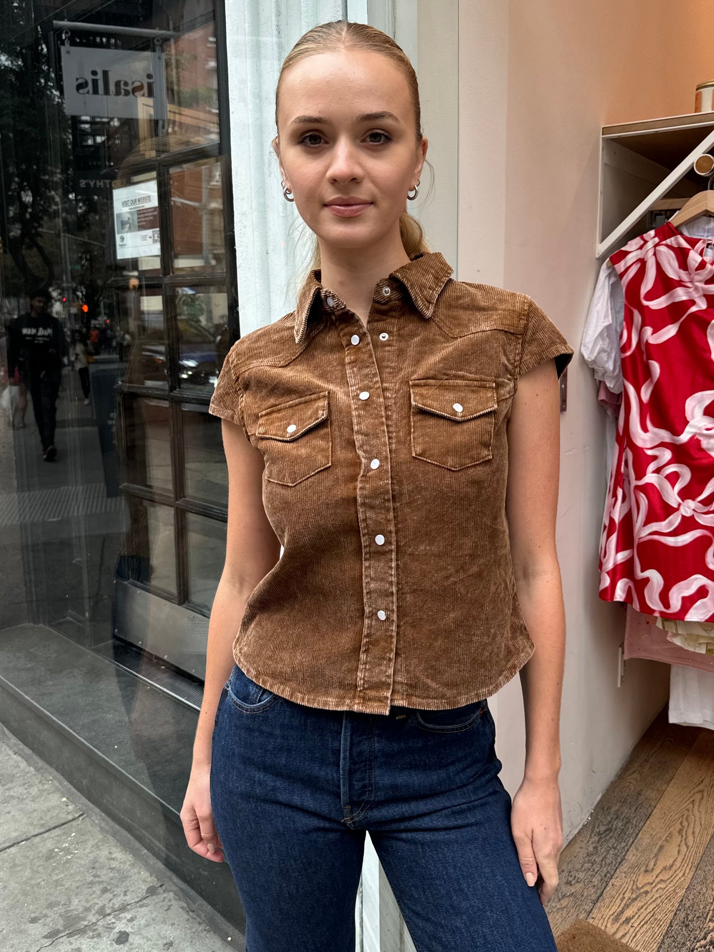 Ella Corduroy Top in Brown