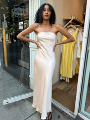 Greece Strapless Dress in Champagne