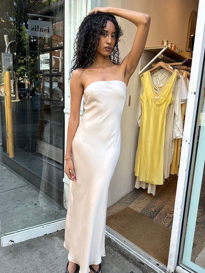 Greece Strapless Dress in Champagne