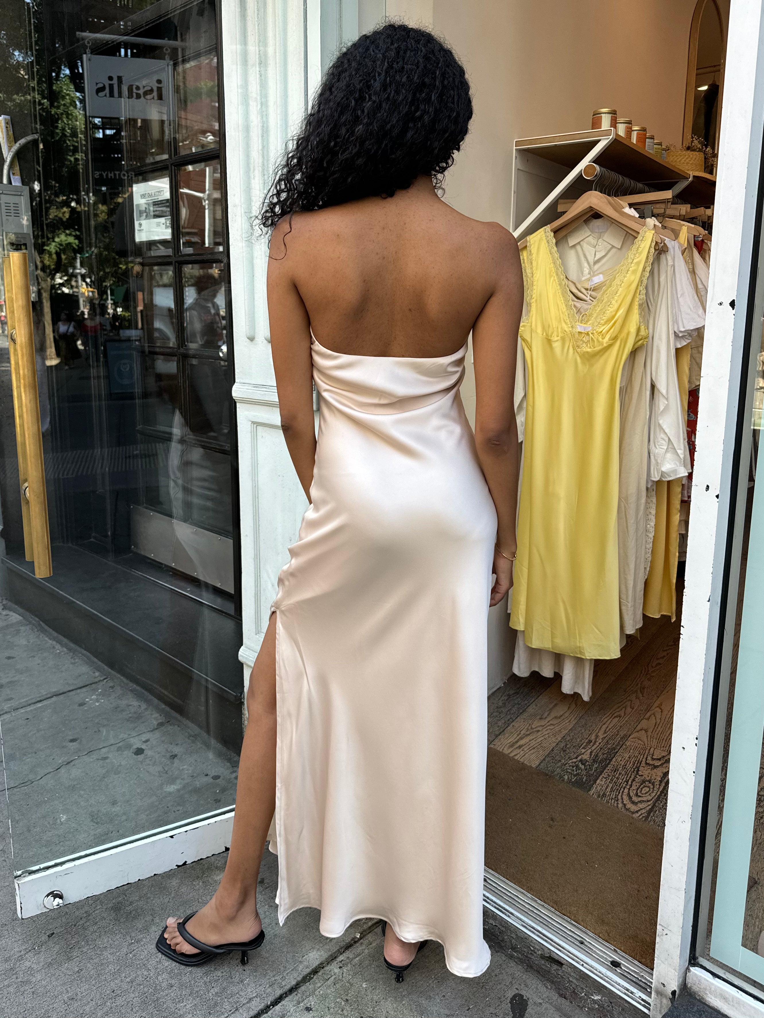 Greece Strapless Dress in Champagne