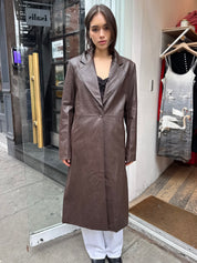 Evani Vegan Leather Coat in Espresso