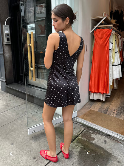 York Mini Polka Dot Dress in Black