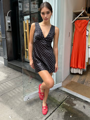 York Mini Polka Dot Dress in Black