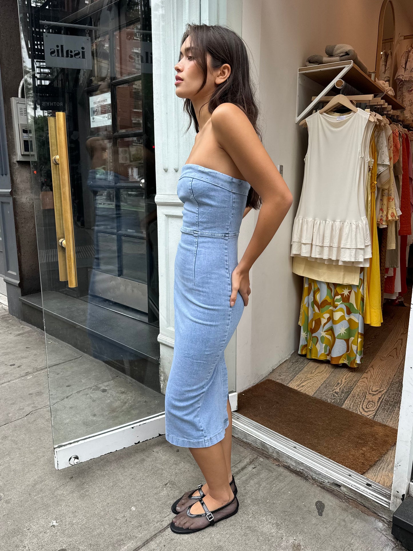 Jude Strapless Denim Dress