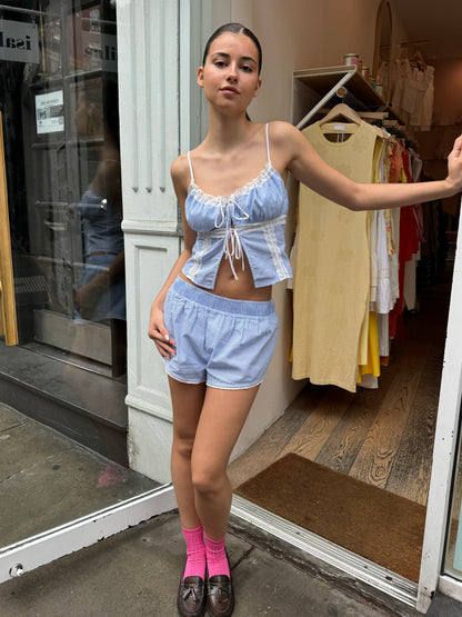 Patty Mini Shorts in Chambray Stripe