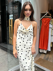 Nopa Halter Top in White Black Dot