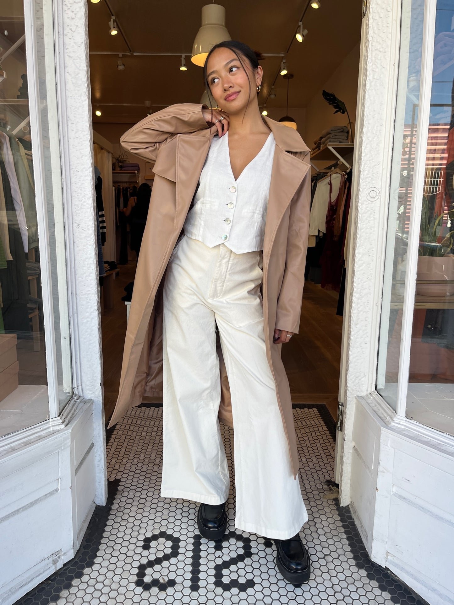 Perry Trench Coat in Tan