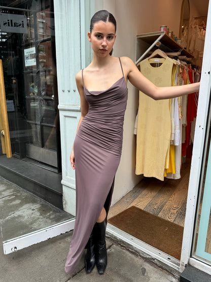 Sabine Ruched Maxi Dress in Orchid