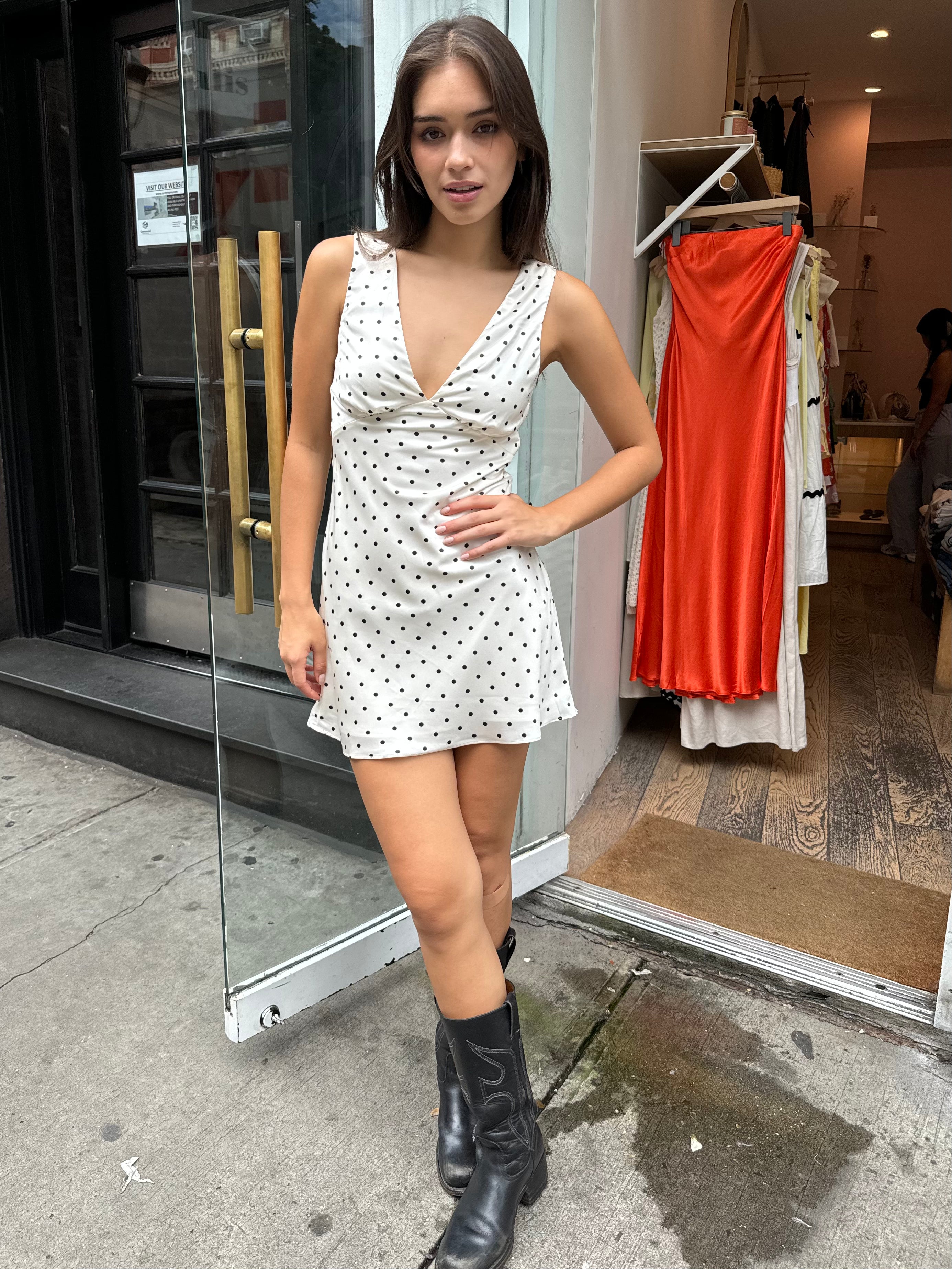 York Mini Polka Dot Dress in Ivory