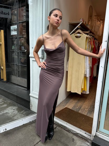 Sabine Ruched Maxi Dress in Orchid