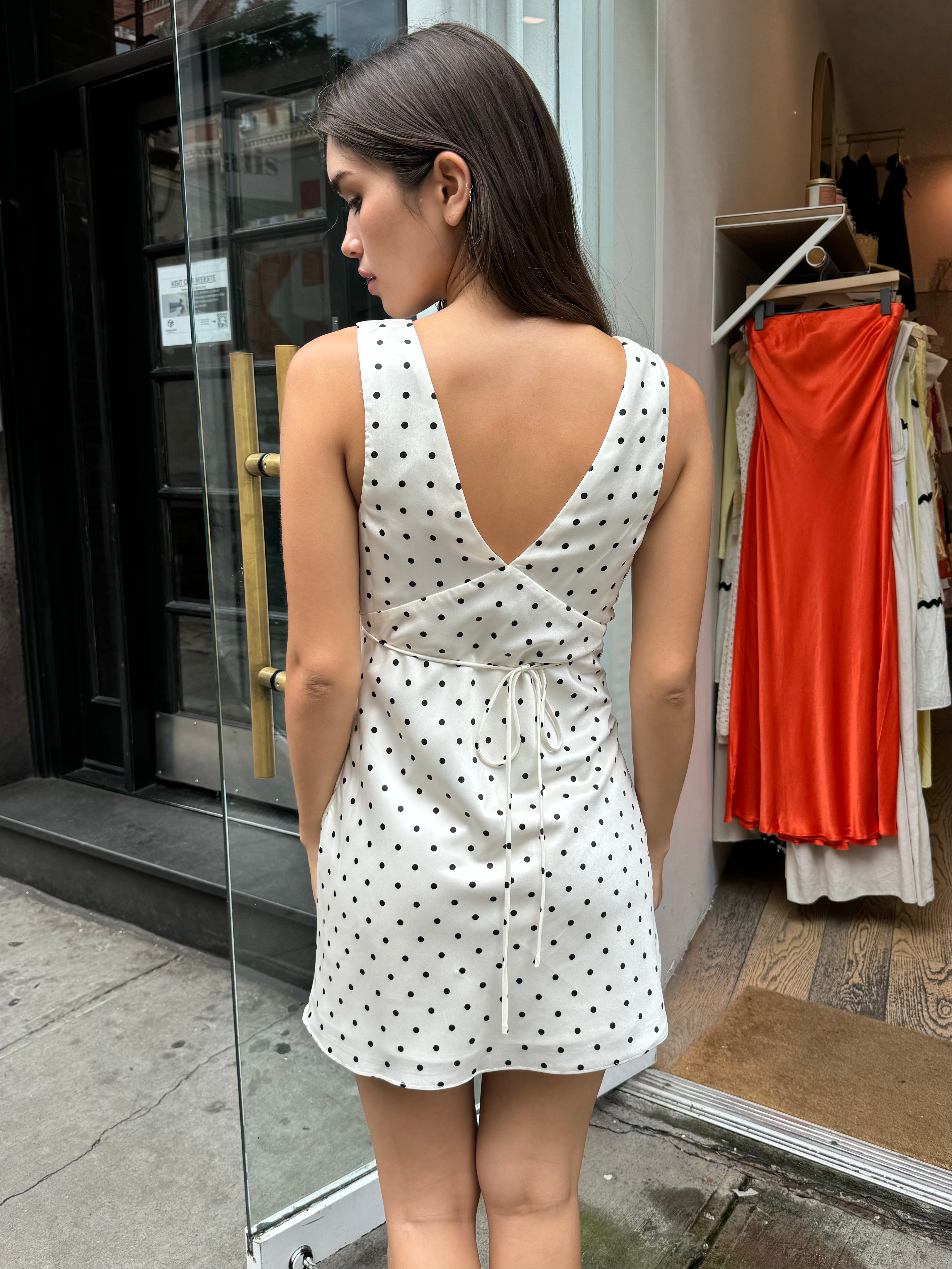 York Mini Polka Dot Dress in Ivory