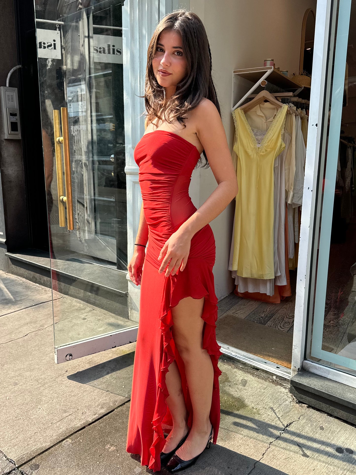 Celyse Strapless Dress in Rouge