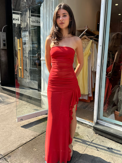 Celyse Strapless Dress in Rouge