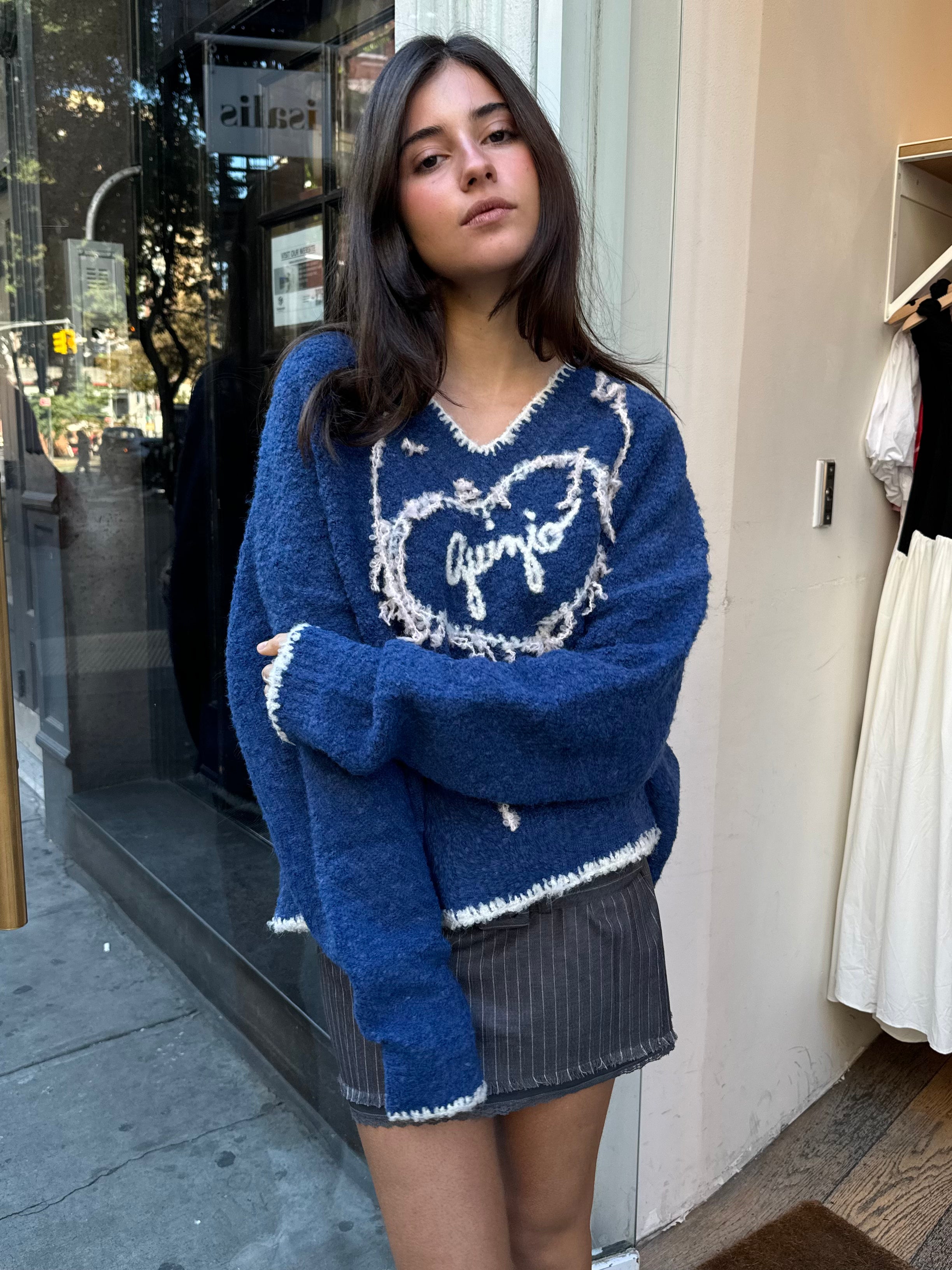 Guizio Heart Sweater in Sapphire