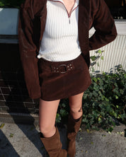 Mira Belted Mini Skort in Brown