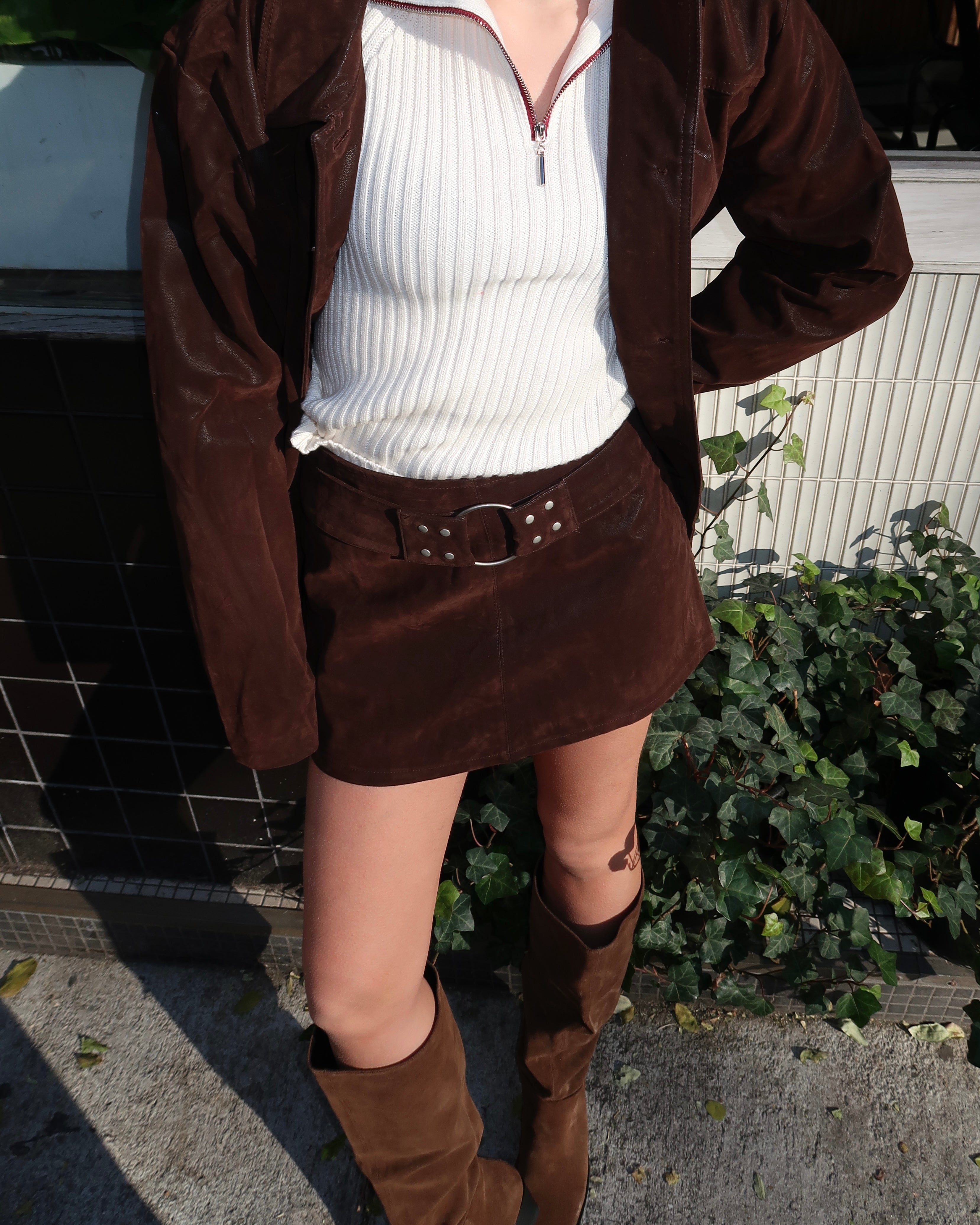 Mira Belted Mini Skort in Brown