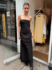 Petal Strapless Maxi Dress in Black