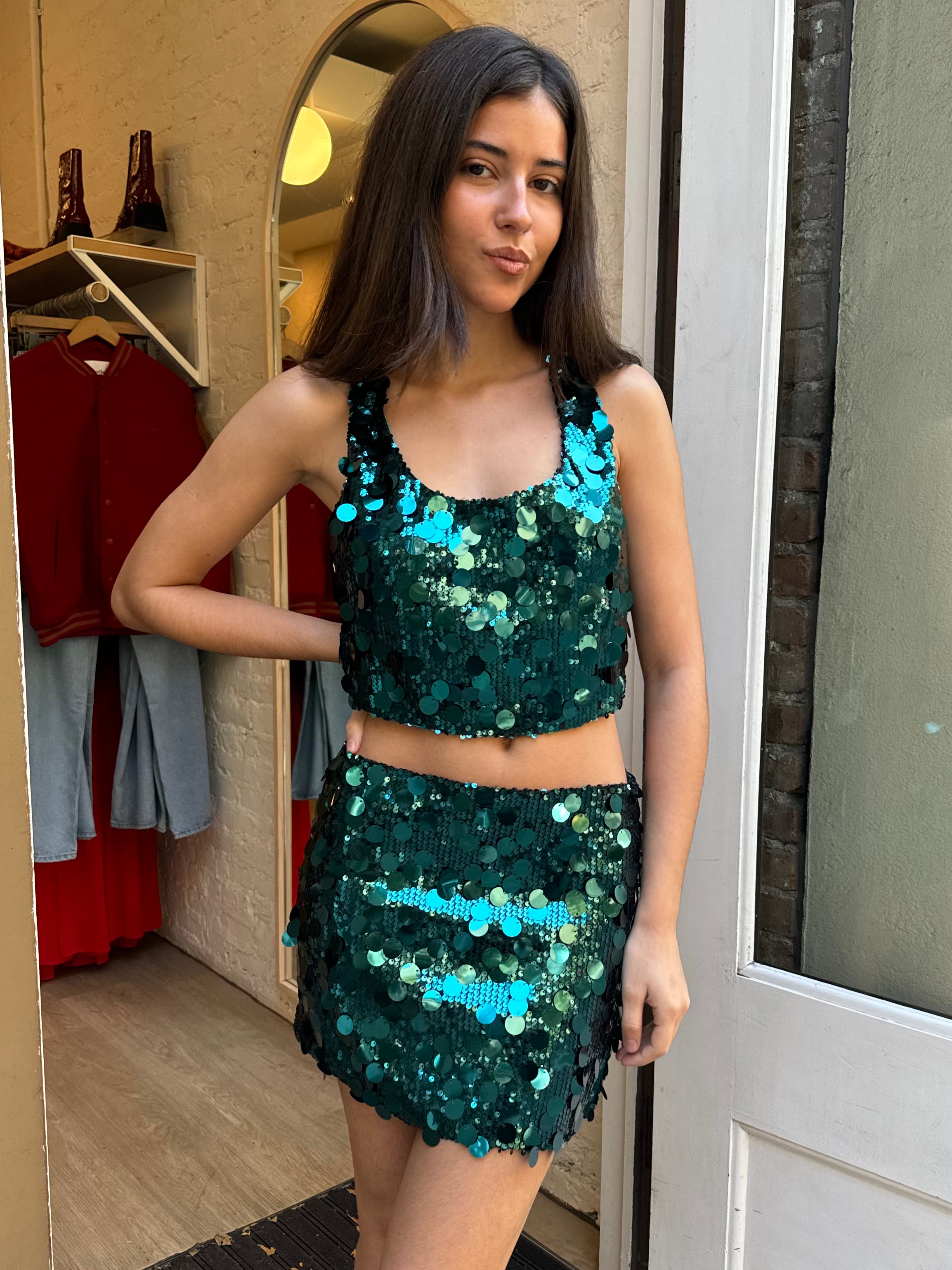 Disco Top in Emerald Green