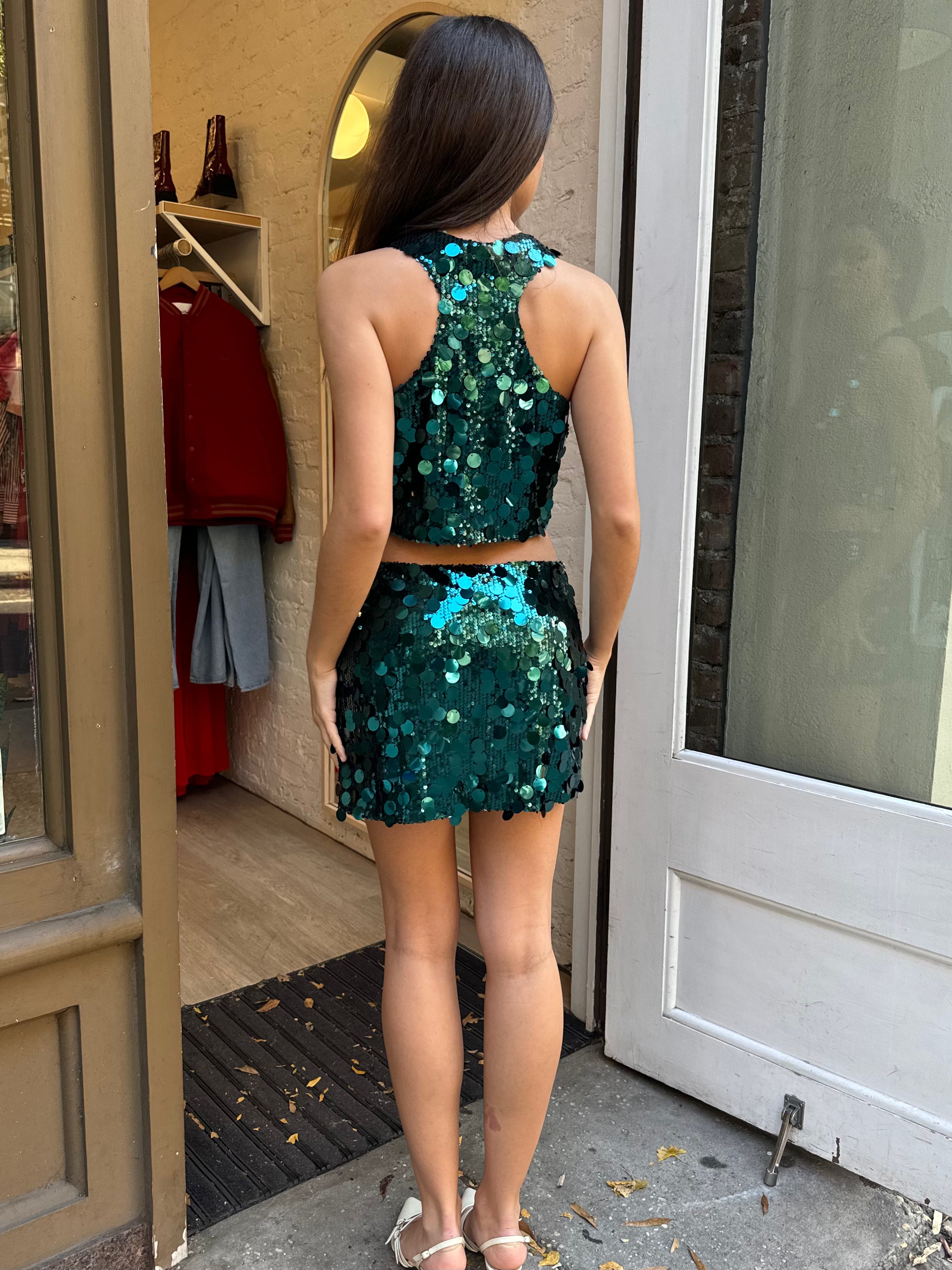 Party Mini Skirt in Emerald Green