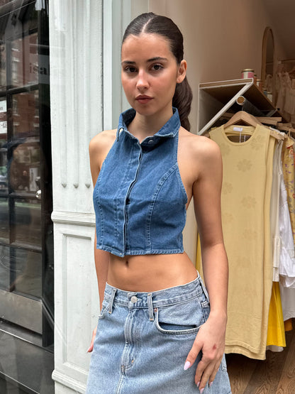 Brittany Denim Collar Top