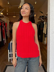 Claire Cotton Sweater Tank in Chili Pepper