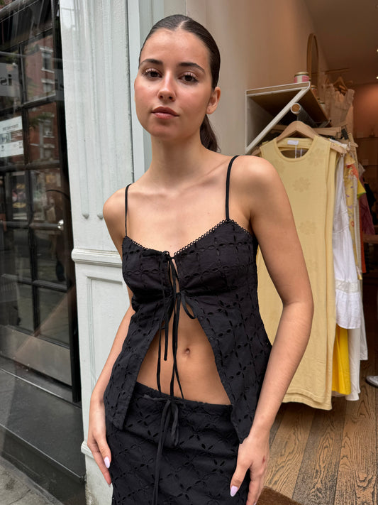 Mia Top in Black Crochet