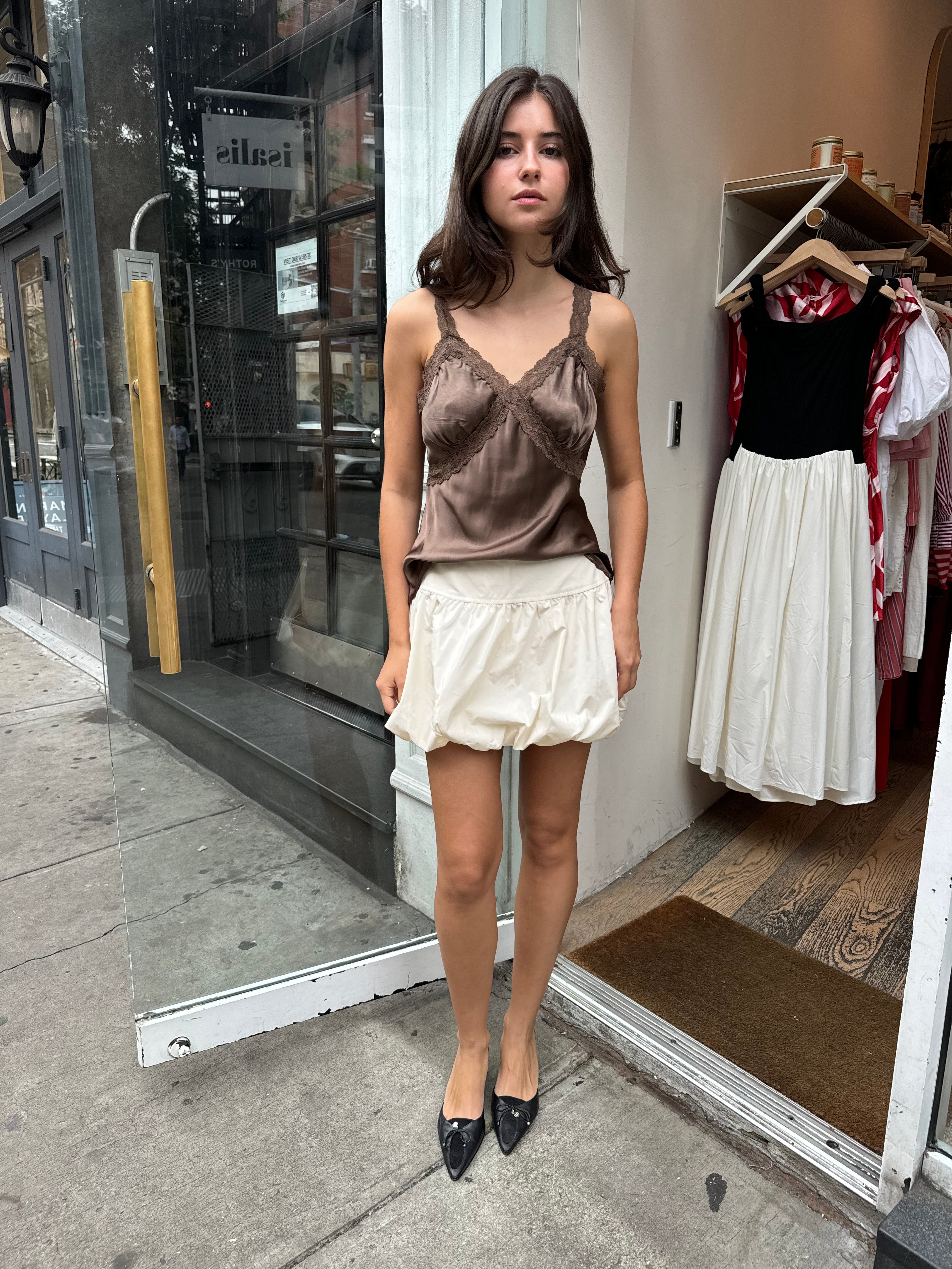 Dafodil Lace Tank Top in Brown