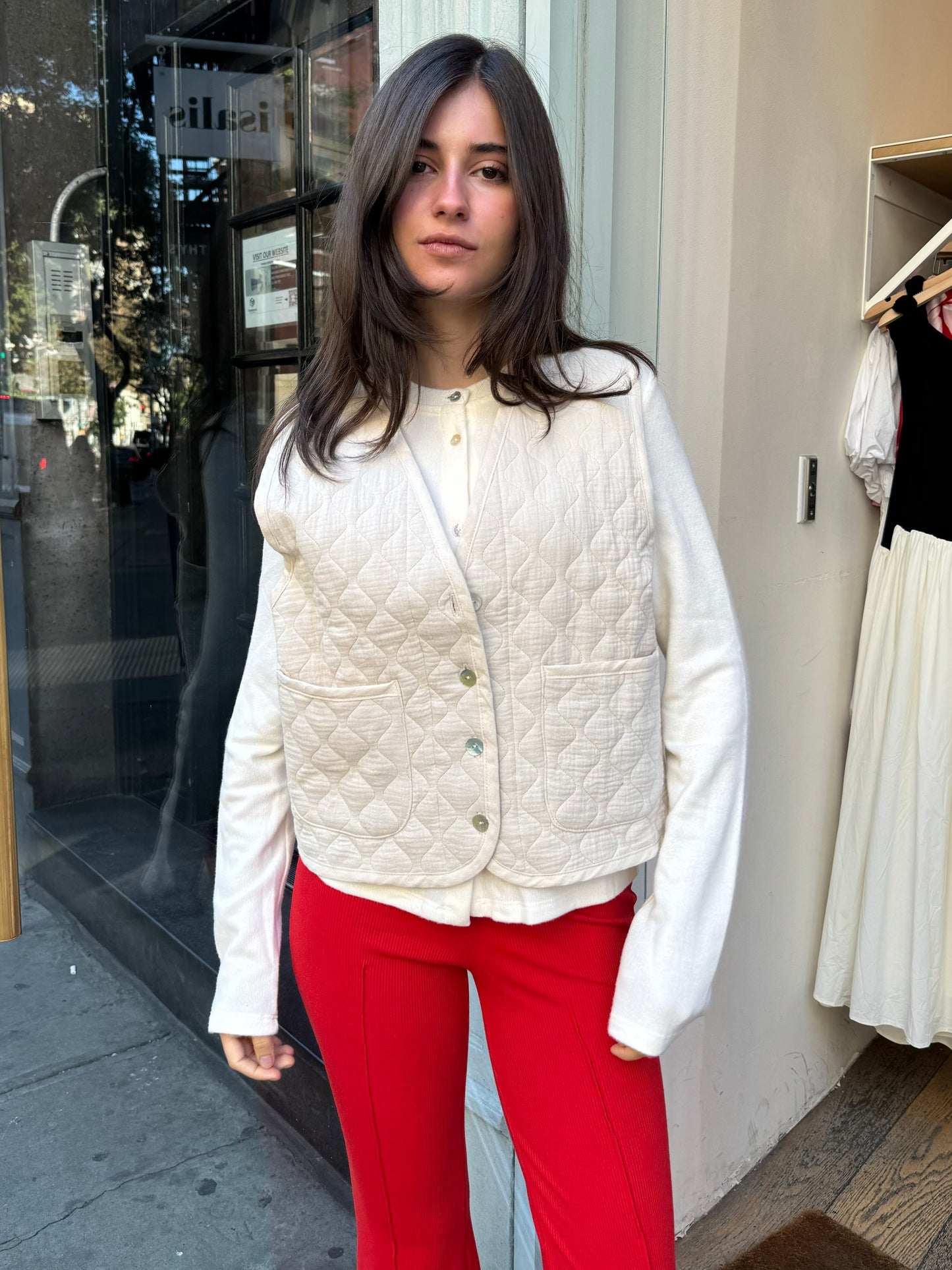 Quilted Vest in Creme