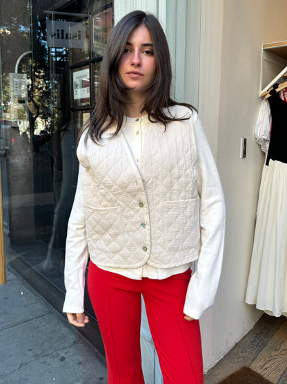 Quilted Vest in Creme