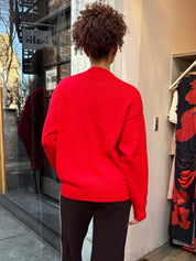 Cotton Cashmere Crewneck Sweater in Tomato