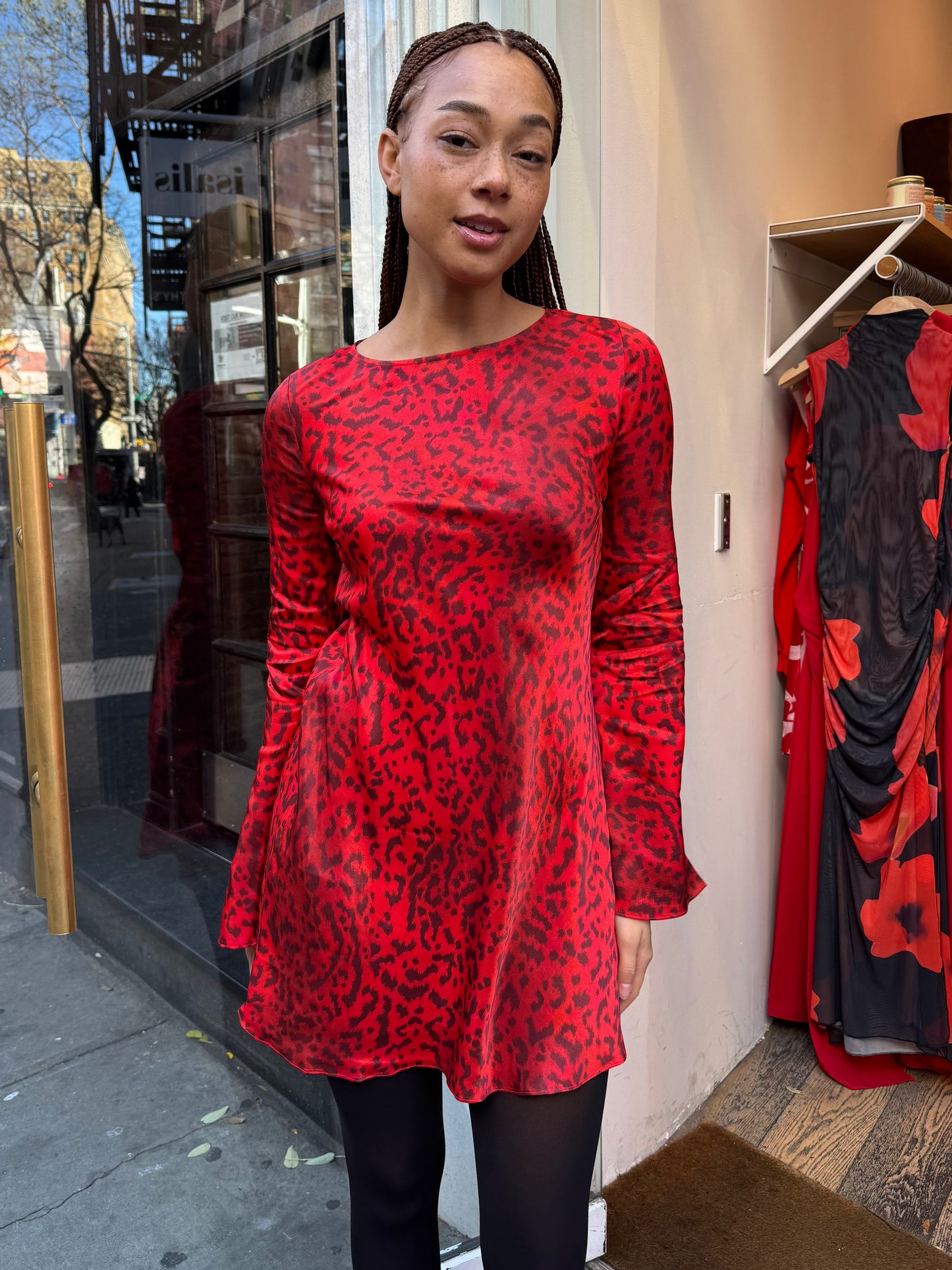 Faye Mini Dress in Red Leopard