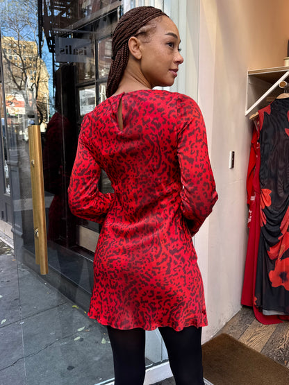 Faye Mini Dress in Red Leopard