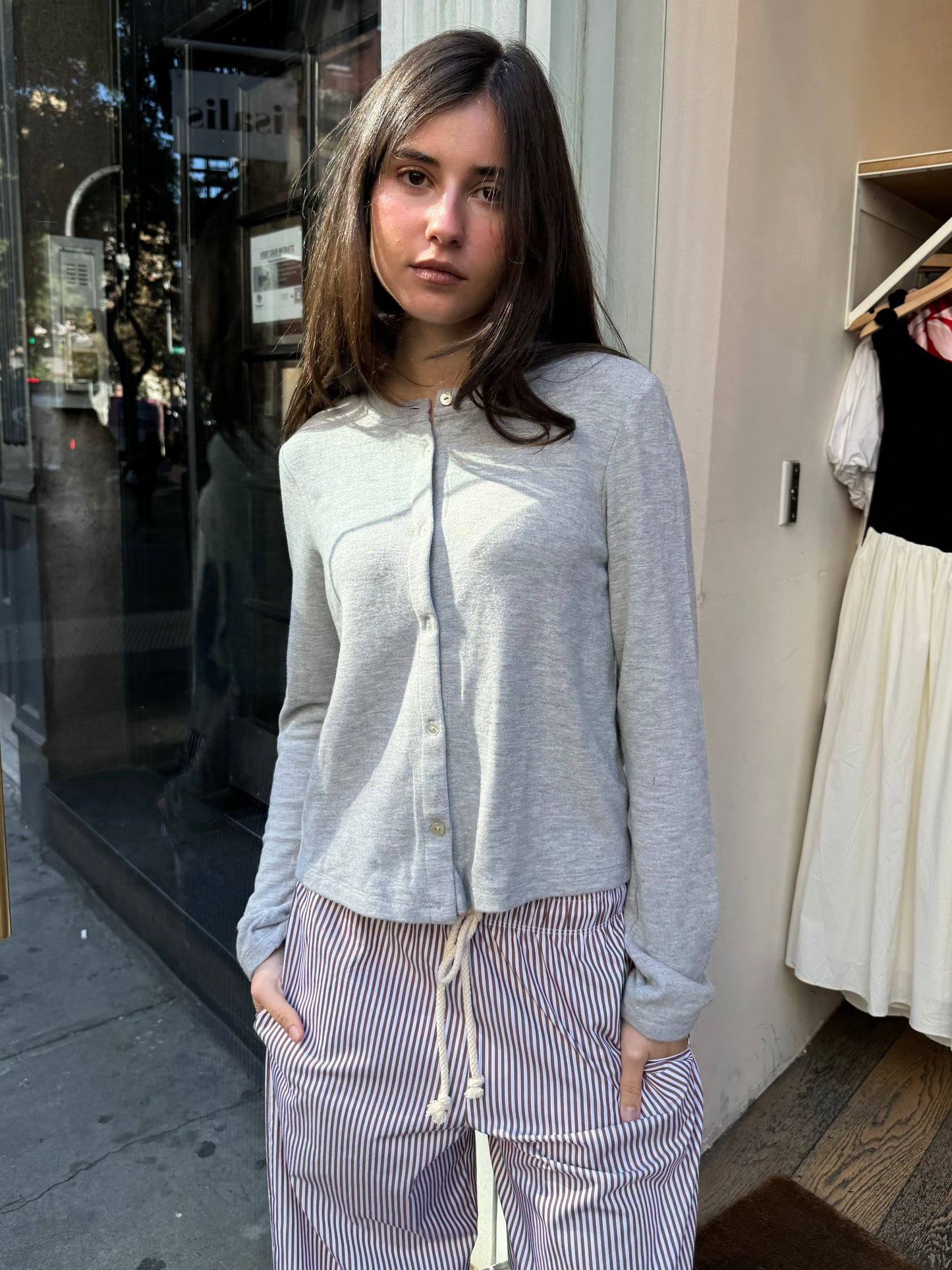 Sweater Cardigan in Heather Grey