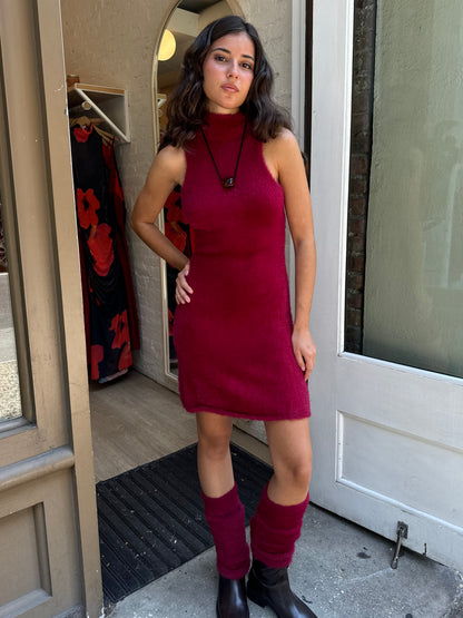 Pearl Knit Dress in Bordeaux