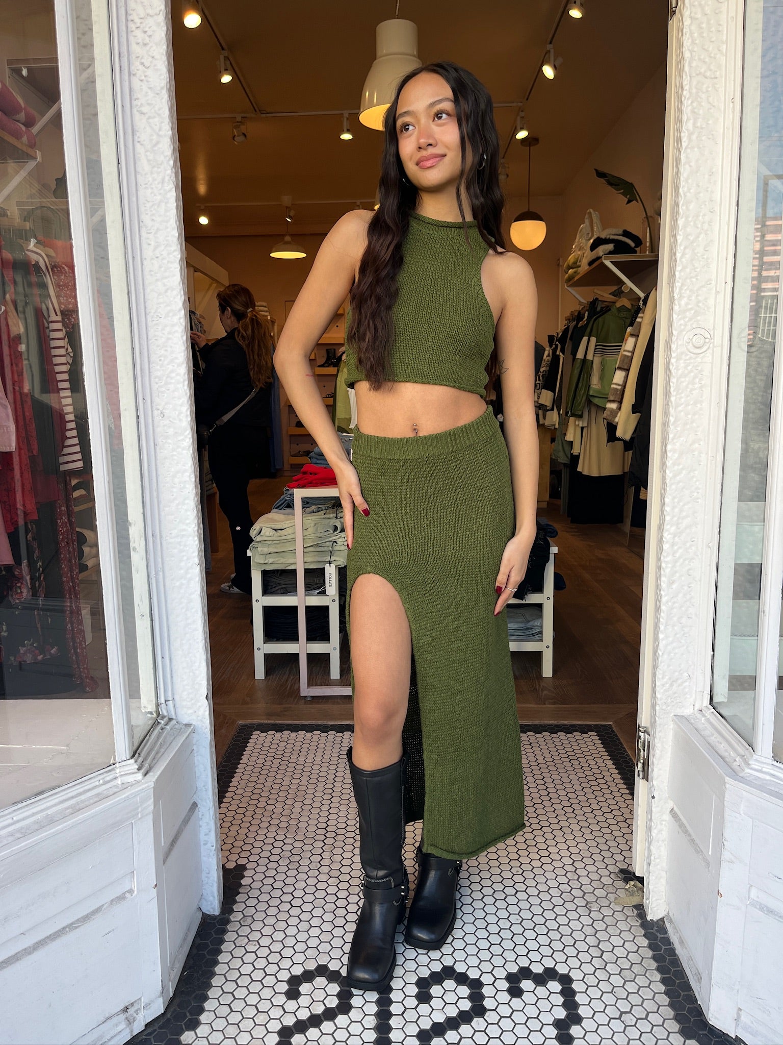 Tyra Knit Tank in Olive