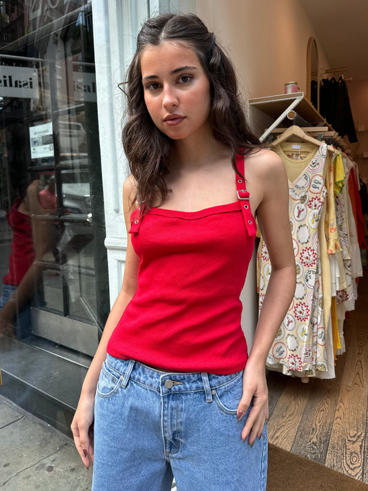 Rowan Buckle Tank in Red