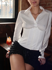 Elodie Lace Back Shirt in White