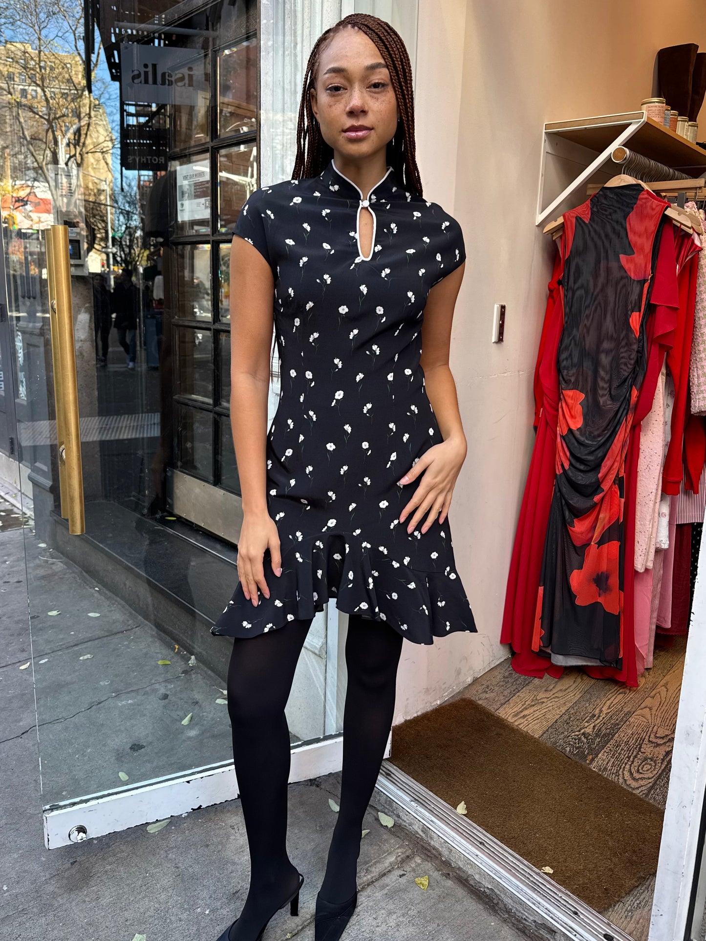 Pamela Mini Dress in Black Poppy