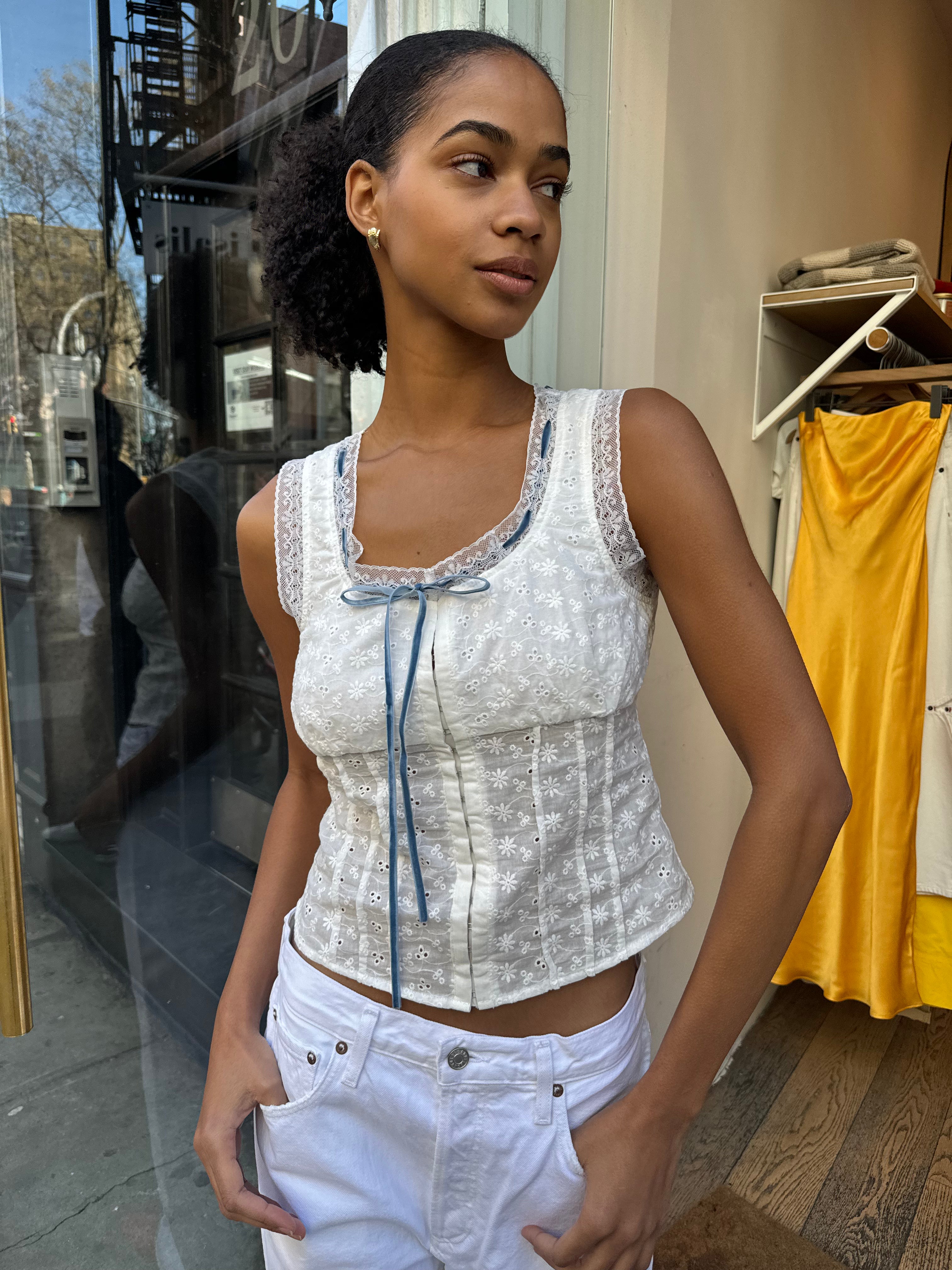 Santorini Lace Top in White