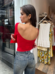 Lara Mesh Top in Red