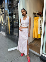 Wellie Maxi Skirt in Tan Stripe