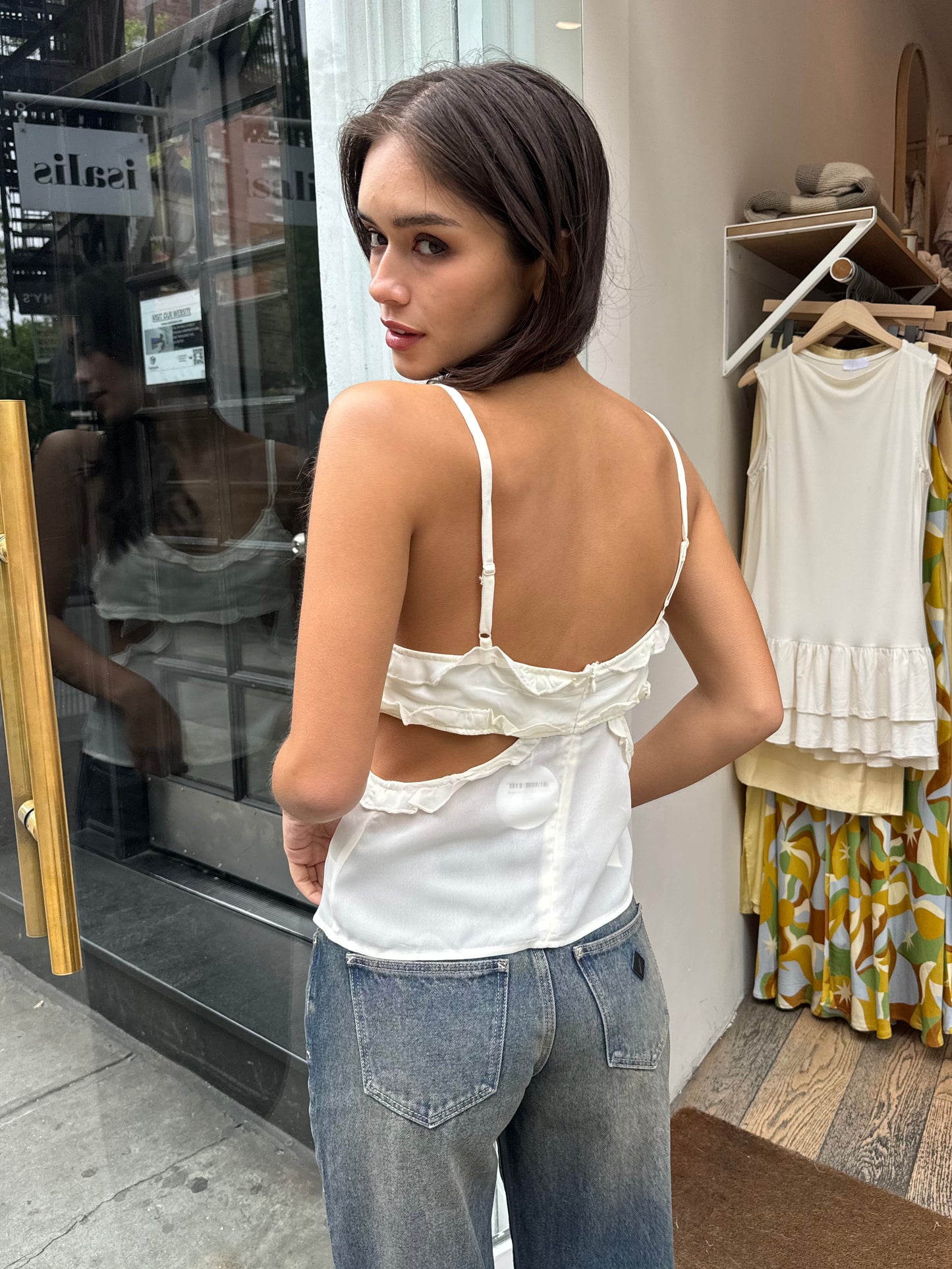 Alison Cut Out Top in Cream