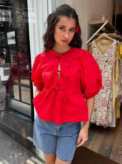 Smith Poplin Top in Red