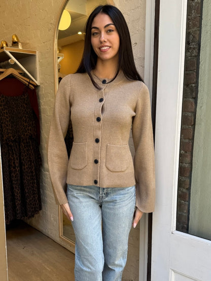 Dani Cinched Waist Cardigan in Toasted Wheat