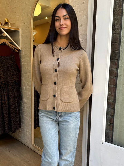 Dani Cinched Waist Cardigan in Toasted Wheat